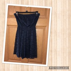 Dark blue hollister lace strapless dress